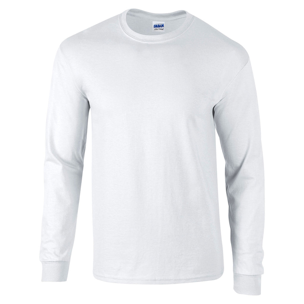 Mens Adult Gildan Ultra Cotton Long Sleeve Rib Cuff Colour Plain T shirt Top