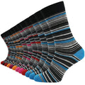 12 x Mens Cotton Blend Coloured Stripe Design Socks