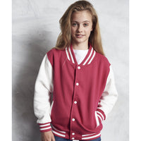 Unisex Kid Children Boy Girl AWDis American Varsity Style Cotton Rich Jacket