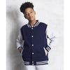 Unisex Kid Children Boy Girl AWDis American Varsity Style Cotton Rich Jacket