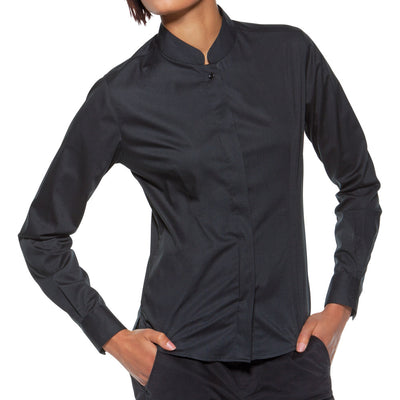 Ladies Bar Waiter Oriental Mandarin Collar Restaurant Uniform Long Sleeve Shirt