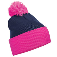 Ladies Woman Beechfield Thermal Winter Two Colour Snowstar Beanie Hat Bobble
