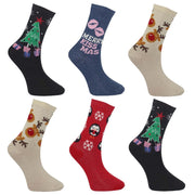 6 x Ladies Women Christmas Xmas Festive Novelty Socks