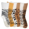 6 x Ladies Women Bamboo Blend Socks with Soft Top – Animal Leopard Print