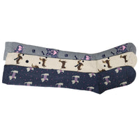 3 x Ladies Women Wellington Welly Socks Thermal Long Knee High with Dog Pattern