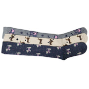 3 x Ladies Women Wellington Welly Socks Thermal Long Knee High with Dog Pattern