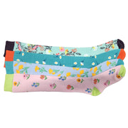 4 x Ladies Women Wellington Welly Socks Thermal Long Knee High with Floral Flower Pattern
