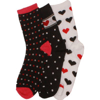3 x Girls Cotton Rich Computer Forever Love Design Pattern Socks