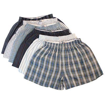 6 x Woven Classic Cotton Blend Loose Boxer Shorts with Elastic Waist Band
