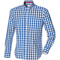 Mens Checked Chequered Check Square 100% Cotton Long Sleeve Shirt Top