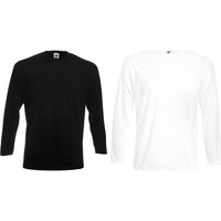 Mens Fruit of the Loom Super Premium Long Sleeve 100% Cotton Plain T Shirt Top