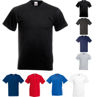 Mens Fruit of the Loom Value Weight V Neck Cotton Short Sleeve  T Shirt Top
