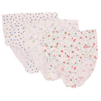 12 Ladies 100% Cotton Tunnel Elastic Printed Floral Flower Briefs Underwear Mama
