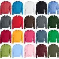 Unisex Adult Gildan Heavy Blend Crew Neck Plain Polyester Cotton Sweatshirt Top