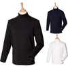 Mens Henbury Cotton Rich Tight Long Sleeve Roll Neck Top