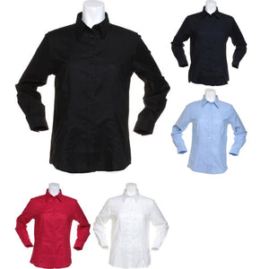 Ladies Women Kustom Kit Workplace Oxford Blouse Long Sleeve Cotton Rich Shirt