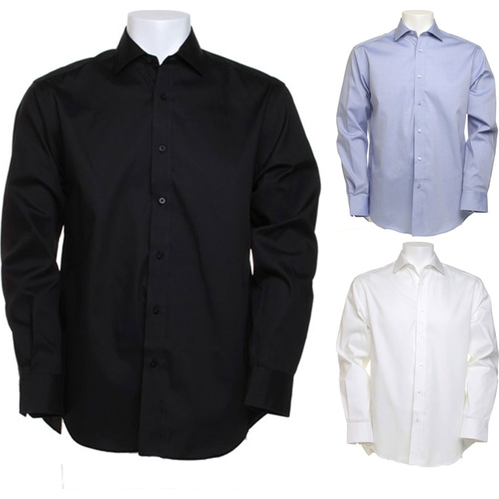 Mens Kustom Kit Superior Oxford Cotton Rich Wrinkle Free Long Sleeve Shirt