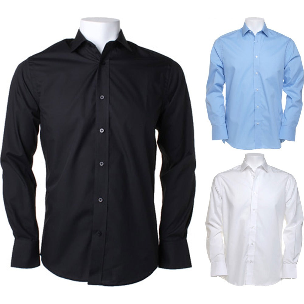 Mens Kustom Kit Tailored Fit Business Long Sleeve Shirt