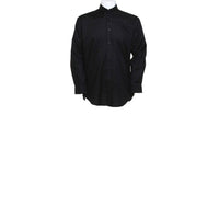 Mens Kustom Kit Workwear Oxford Colour Cotton Rich Long Sleeve Shirt Tail Bottom