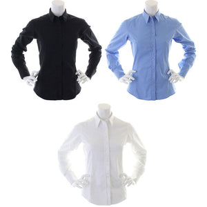 Ladies Women Kustom Kit City Business 100% Cotton Easy Iron Long Sleeve Shirt