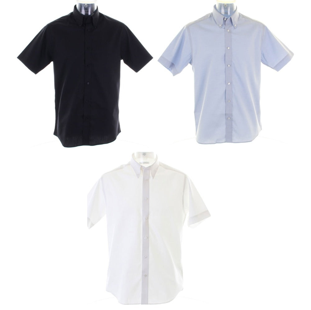 Mens Kustom Kit Tailored Fit Premium Oxford Cotton Rich Short Sleeve Shirt