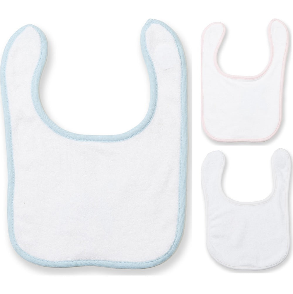Baby White Cotton Rich Terry Towel Double Fabric Bib Fastening