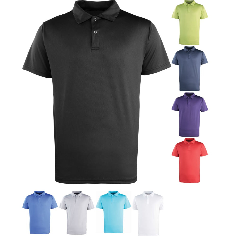 Mens Premier Coolchecker™ Stud Colour Polo Neck Collar Knit Easycare Shirt Top