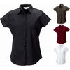 Ladies Women Short Sleeve Easycare Fitted Stretch Cotton Rich Shirt