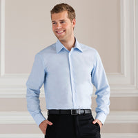 Mens Russell Collection Long Sleeve Easycare Tailored Oxford Cotton Rich Shirt