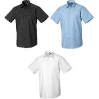 Mens Russell Collection Short Sleeve Easycare Tailored Oxford Cotton Rich Shirt