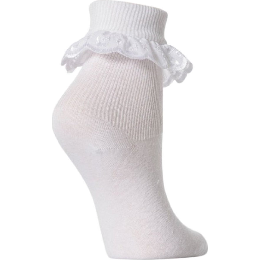 6 pairs Girls White Lace Ankle School Socks | Britwear