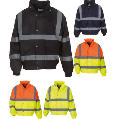 Mens Yoko High Visibility Hi Vis Classic Bomber Jacket Coat (HVP211)