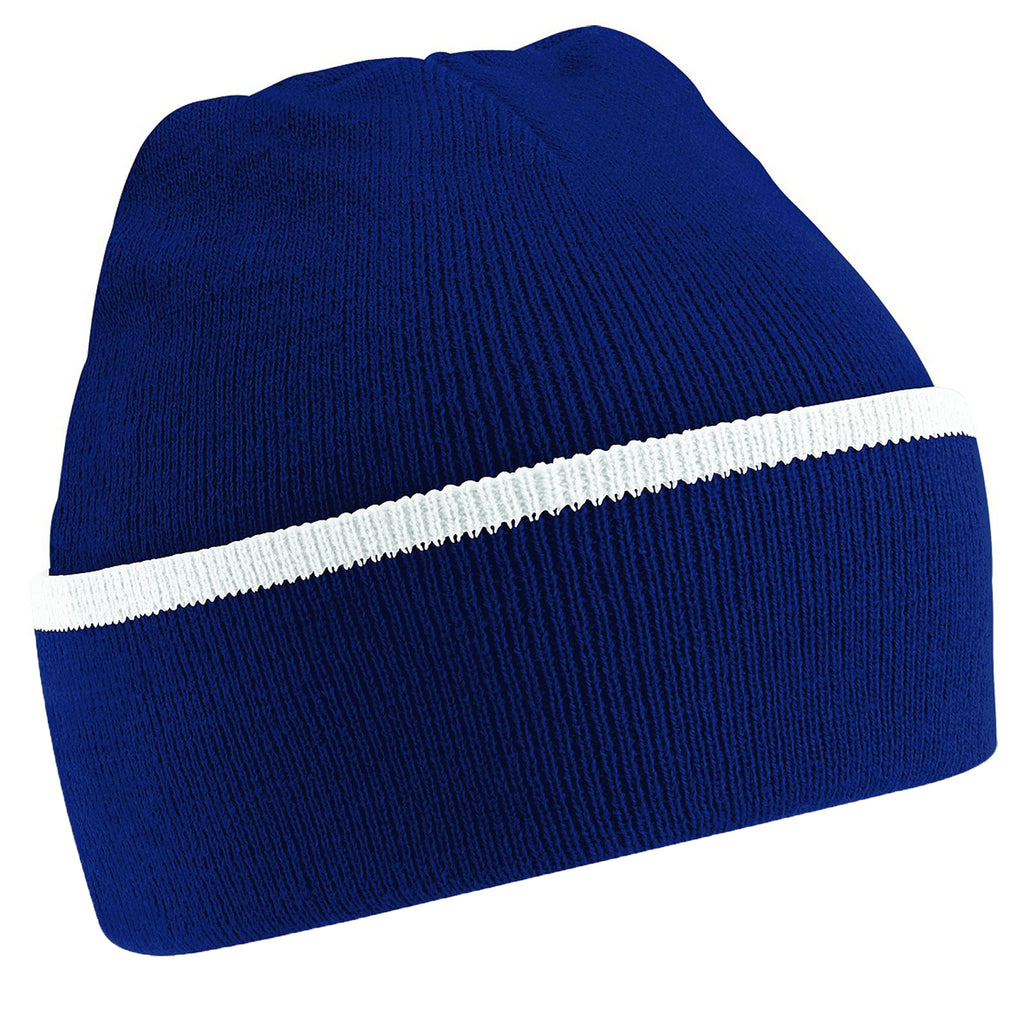 Adult Unisex Teamwear Double Knit Thermal Winter Warm Beanie Hat Stripe Design