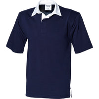 Mens Front Row Co Quartered Rugby 100% Cotton Short Sleeve Polo Neck Shirt