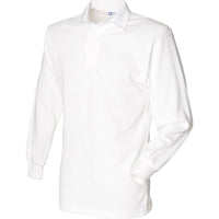 Mens Front Row Long Sleeve Plain 100% Cotton Rugby Collar Shirt Top