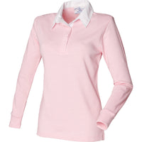 Ladies Women Front Row Long Sleeve Plain Rugby 100% Cotton Shirt Top