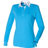 Ladies Women Front Row Long Sleeve Plain Rugby 100% Cotton Shirt Top