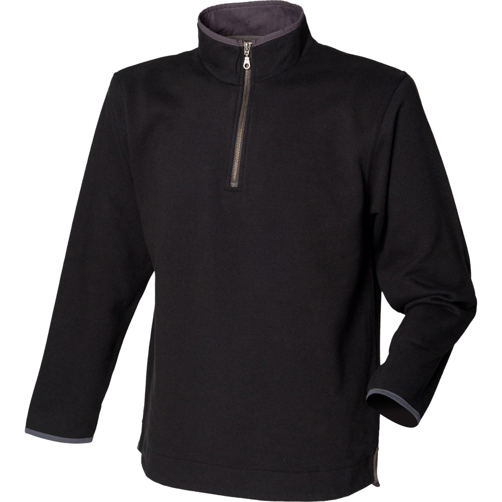 Mens Front Row Supersoft Touch 1/4 Zip Cotton Rich Long Sleeve Sweatshirt
