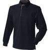 Mens Front Row Super Soft Plain 100% Cotton Long Sleeve Rugby Collar Neck Shirt