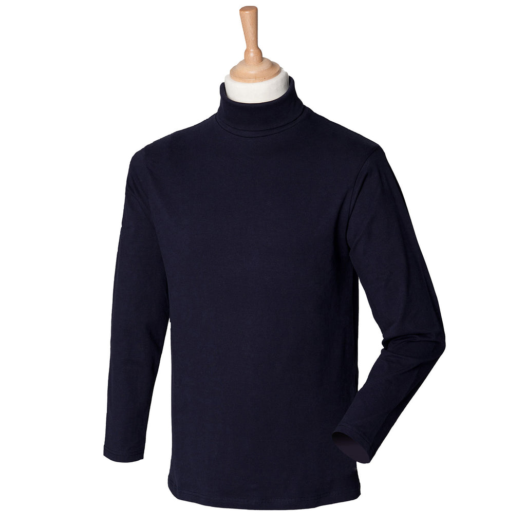 Mens Henbury Cotton Rich Tight Long Sleeve Roll Neck Top
