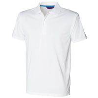 Mens Henbury Cooltouch®  Textured Stripe Knit Golf Polo Neck Collar T Shirt Top