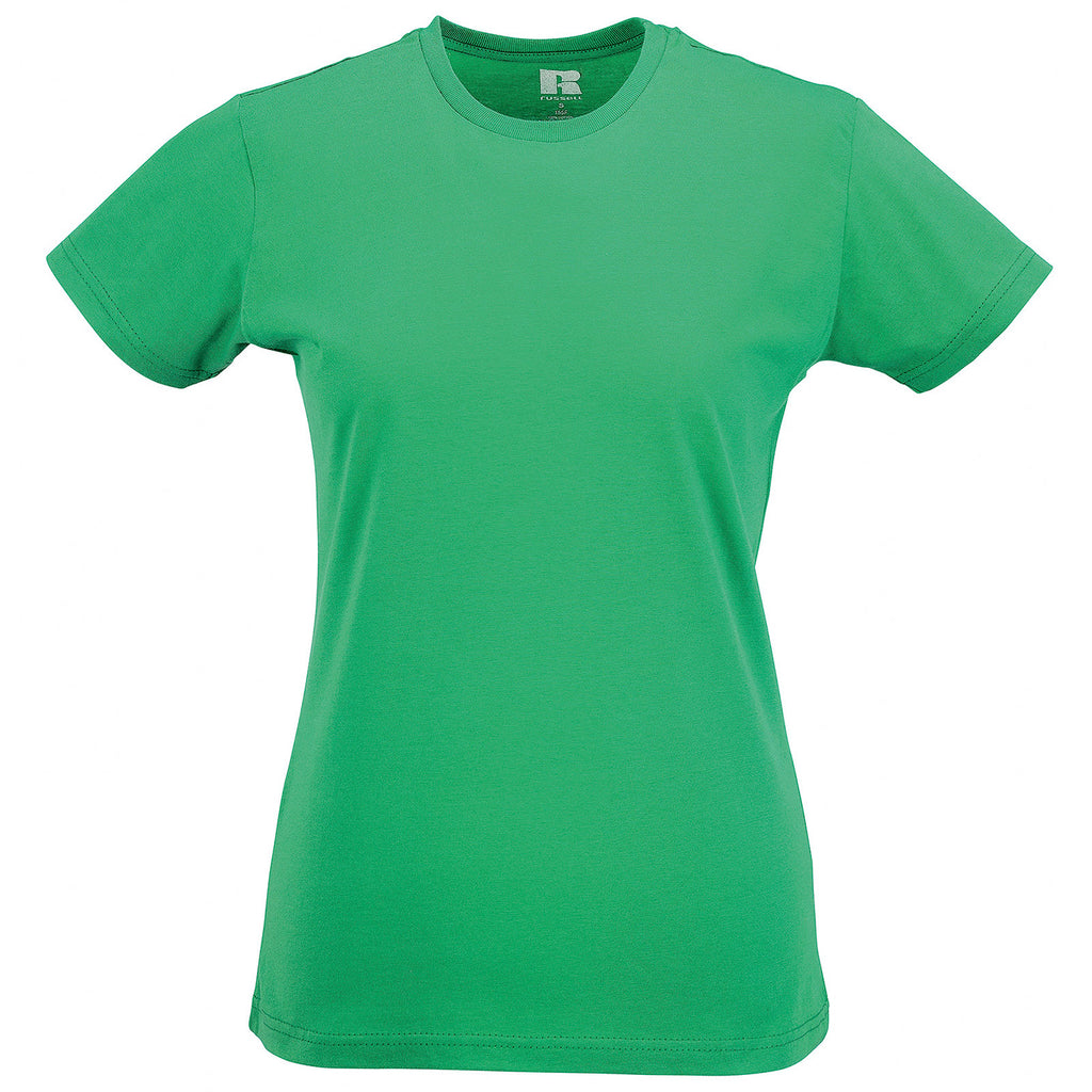 Ladies Women Russell Slim 100% Cotton Colour Short Sleeve T Shirt Top