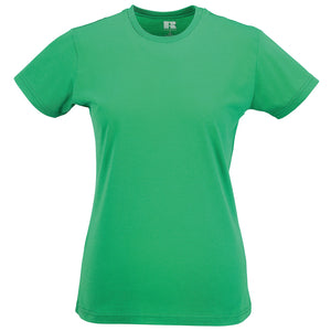Ladies Women Russell Slim 100% Cotton Colour Short Sleeve T Shirt Top