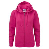 Ladies Women Russell Authentic Zipped Zip Cotton Rich Colour Hooded Hoodie Top