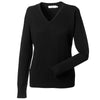 Ladies Women Russell Collection V Neck Long Sleeve Knitted Knit Sweater Top