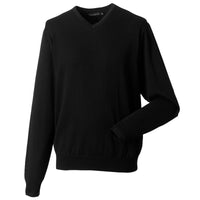 Mens Russelll V Neck Fine Knitted Cotton Blend Smart Sweater Top (XS to 4XL)