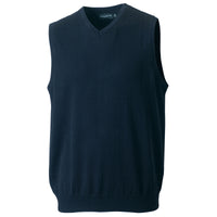 Mens Russell Collection V Neck Sleeveless Knitted Knit Cotton Blend Sweater Top