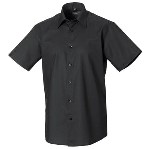 Mens Russell Collection Short Sleeve Easycare Tailored Oxford Cotton Rich Shirt