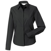 Ladies Women Russell Collection Long Sleeve Easycare Fitted Poplin Shirt