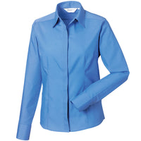 Ladies Women Russell Collection Long Sleeve Easycare Fitted Poplin Shirt